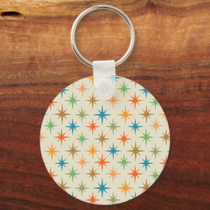 Mid Century Modern Colourful Atomic Starburst  Key Ring