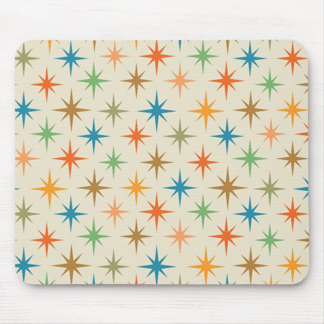 Mid century modern colourful atomic starburst   mouse mat (Front)