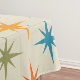 Mid century modern colourful atomic starburst  tablecloth