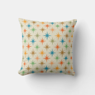 Mid century modern colourful atomic starbursts cushion