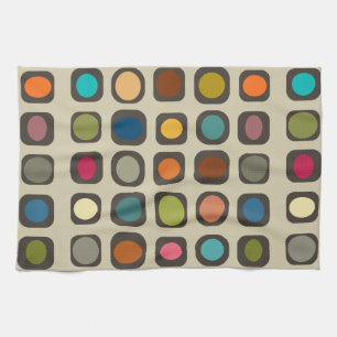 Mid Century Modern Colourful Buttons Tea Towel