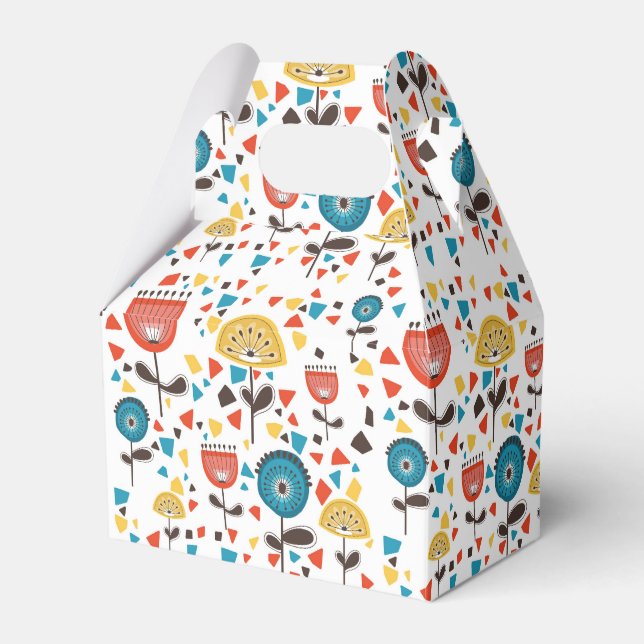 Mid Century Modern Colourful Floral Pattern Favour Box (Front Side)