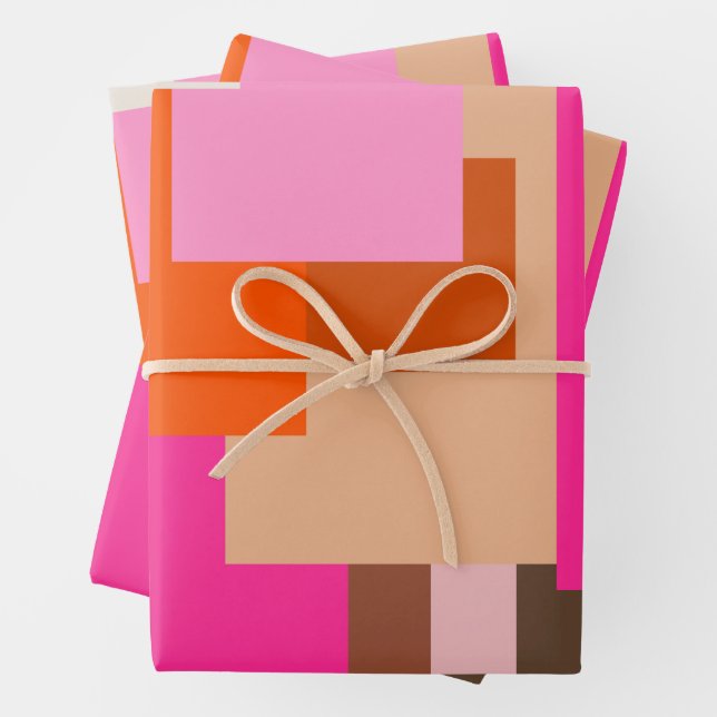 Mid Century Modern Colourful Geometric Abstract Wrapping Paper Sheet (In situ)