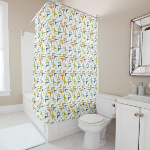 Mid Century Modern Colourful Geometric Corner Retr Shower Curtain