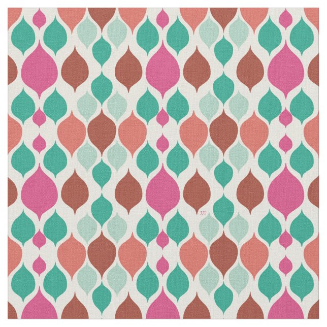 Mid Century Modern Colourful Geometric  Fabric (Close Up)