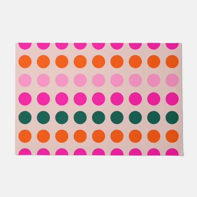 Mid Century Modern Colourful Geometric Polka Dots Doormat (Front)