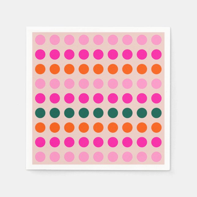 Mid Century Modern Colourful Geometric Polka Dots Napkin (Front)