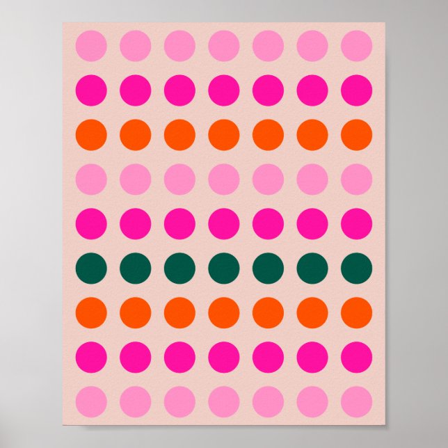 Mid Century Modern Colourful Geometric Polka Dots Poster (Front)