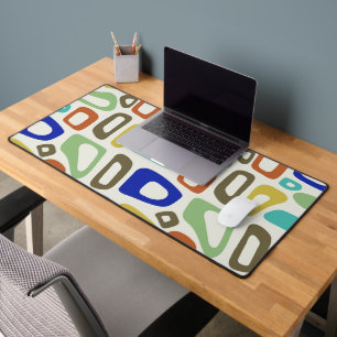 Mid-Century modern, colourful groovy retro pattern Desk Mat