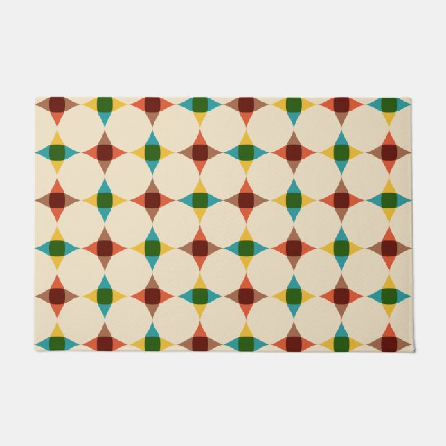 Mid Century Modern Colourful Star Pattern Doormat (Front)