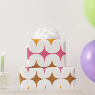 Mid Century Modern Colourful Starbursts On White  Wrapping Paper