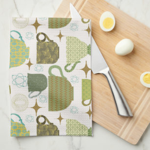 Mid Century Modern Colourful Teacup  Tea Towel