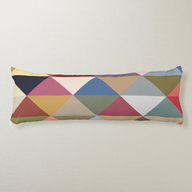Mid Century Modern Colourful Triangles Body Cushion (Front)