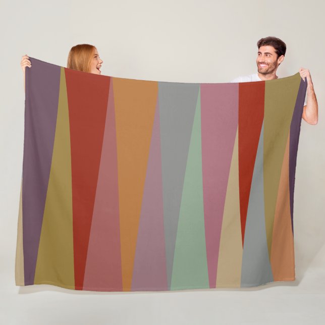 Mid-Century Modern Colourful triangles   Fleece Blanket (In Situ)