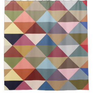 Mid Century Modern Colourful Triangles Shower Curtain