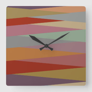 Mid-Century Modern Colourful triangles  Square Wall Clock