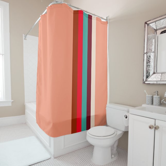 Mid-century modern colours shower curtain (In Situ)