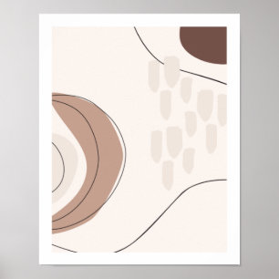Mid Century Modern Contemporary Art Neutral Shades Poster