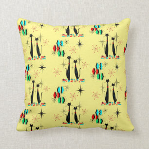 Mid Century Modern Cool Cat & Starburst Atomic Era Cushion