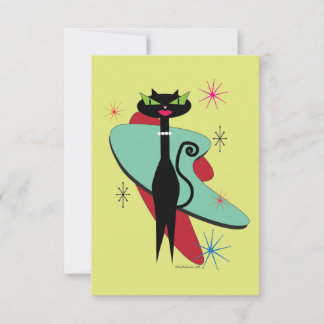 Mid-century Modern Cool Cat Thank You Card