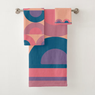 Mid-Century Modern Coral Sea  Bath Towel Set