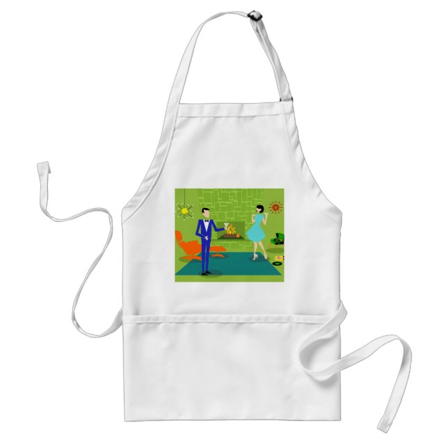 Mid Century Modern Couple Apron (Front)