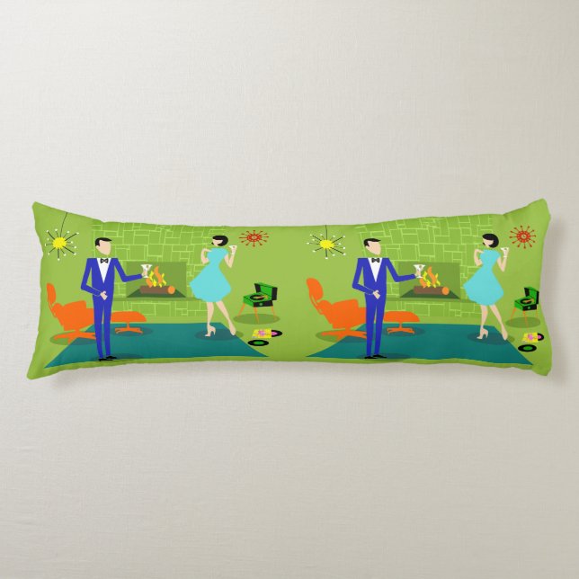 Mid Century Modern Couple Body Pillow (Front)