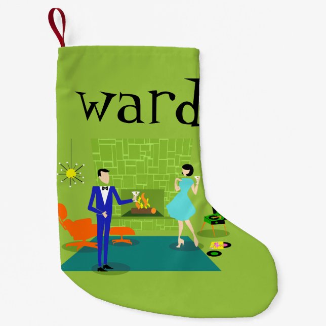 Mid Century Modern Couple Christmas Stocking (Front)