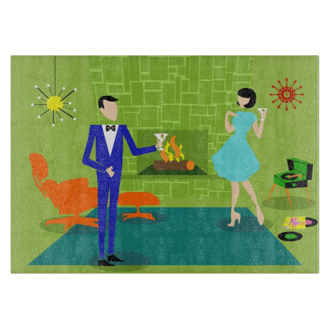 Mid Century Modern Couple Cutting Board (Front)