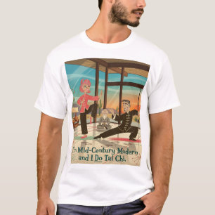 Mid-Century modern couple doing tai chi. T-Shirt