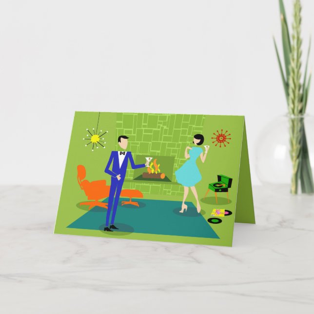 Mid Century Modern Couple Greeting Card (Front)