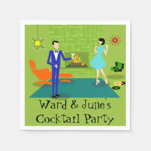Mid Century Modern Couple Paper Napkins