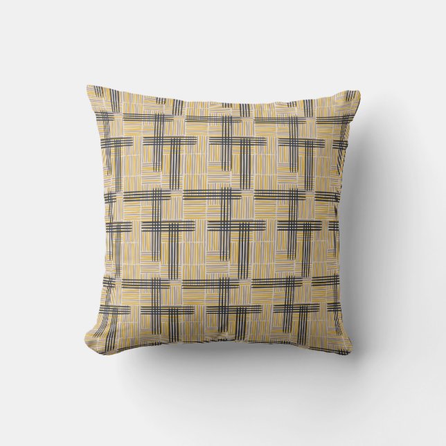 Mid-Century Modern Cross Stripe Pattern Cushion (Front)