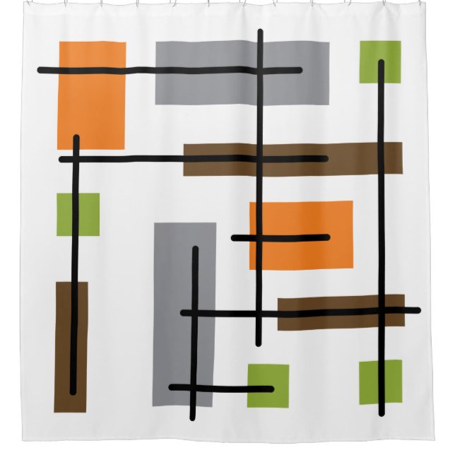 Mid Century Modern Cubicle Art Shower Curtain (Front)