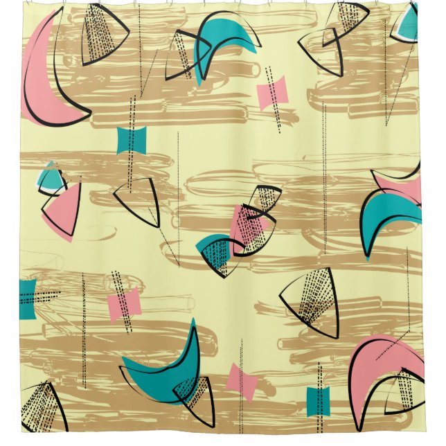 Mid-Century Modern Dandelion Clocks Shower Curtain (Front)