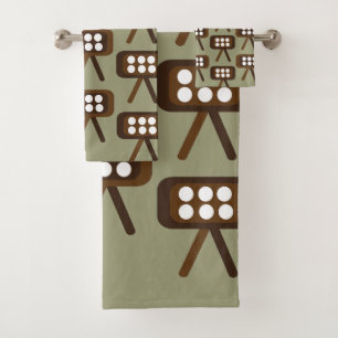 Mid Century Modern Decorative Television  Bath Towel Set