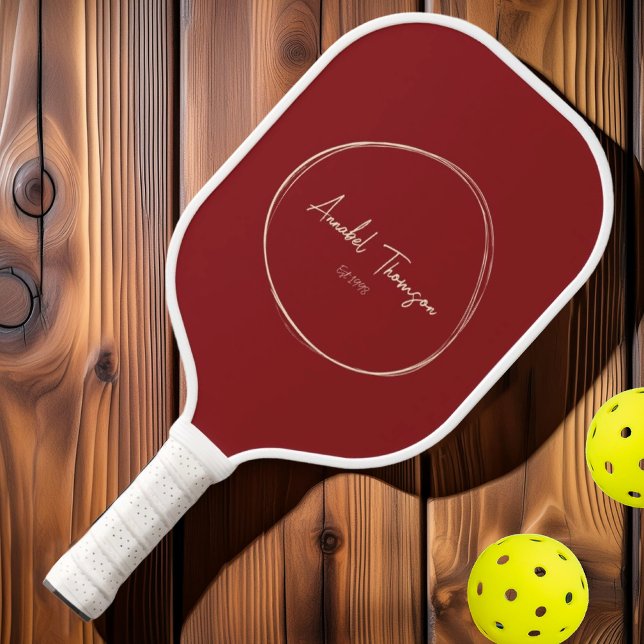 Mid-Century Modern Deep Cranberry | Script Name Pickleball Paddle (Creator Uploaded)