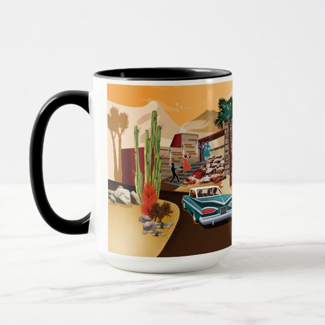 Mid Century Modern Desert Cliff House Mug (Left)
