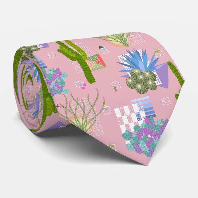 Mid Century Modern Desert Landscape l Any Color Tie (Rolled)