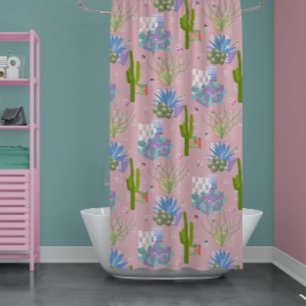Mid Century Modern Desert Landscape l Any Colour Shower Curtain