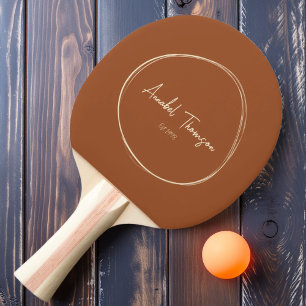 Mid-Century Modern Desert Sun with Name  Ping Pong Paddle