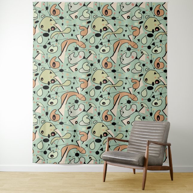 Mid Century Modern Design Organic Spheres & Atomic Tapestry (In Situ)