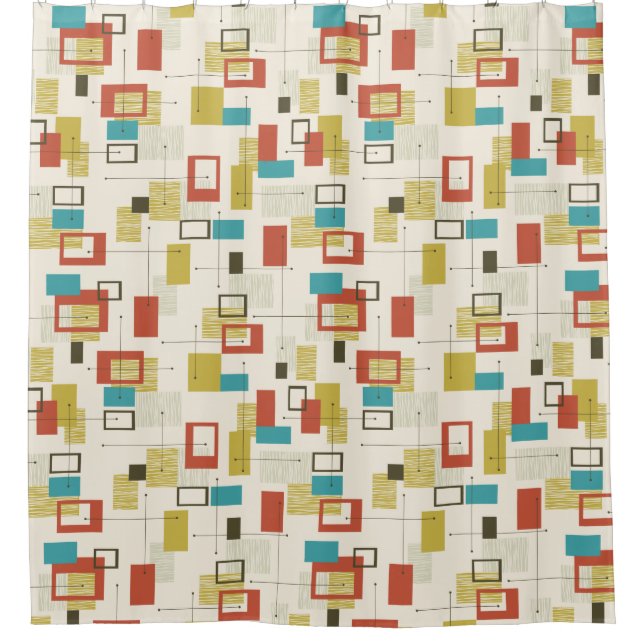 Mid Century Modern Design Shower Curtain (Front)