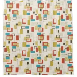 Mid Century Modern Design Shower Curtain