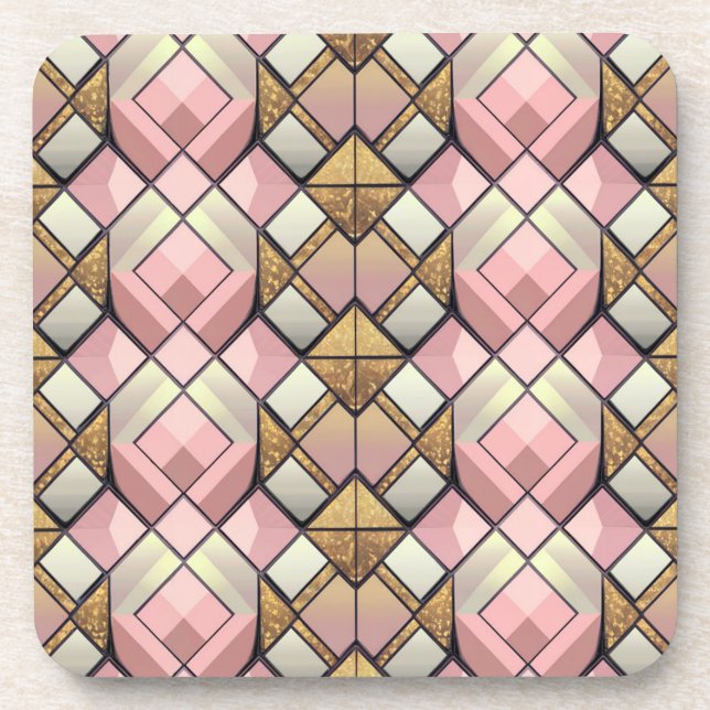 Mid Century Modern Diamond Pattern Coaster Set (Front)
