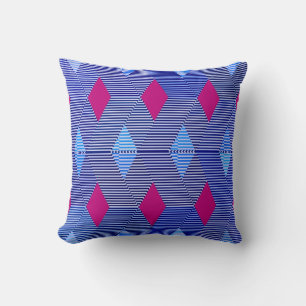 Mid-Century Modern Diamond Print, Cobalt Blue Cushion