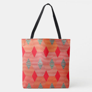 Mid-Century Modern Diamond Print, Coral Orange Tote Bag