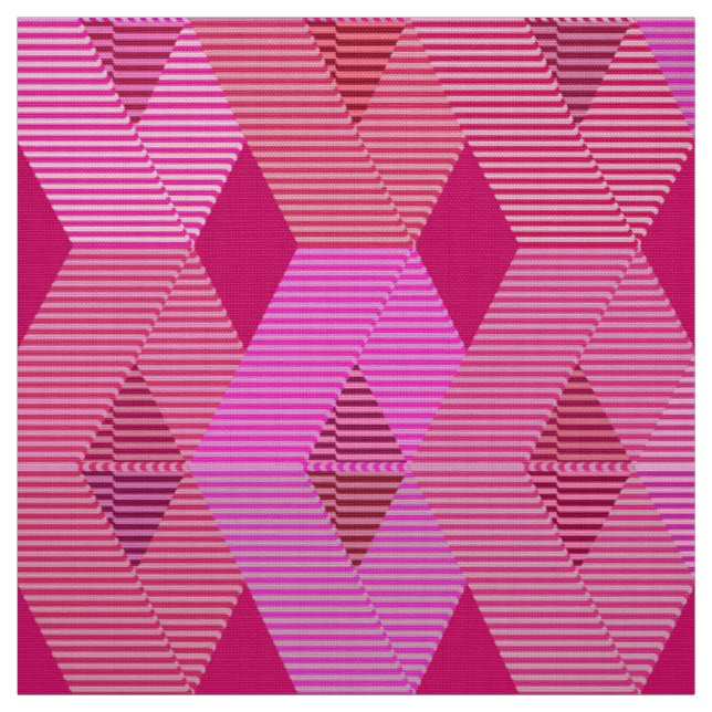 Mid-Century Modern Diamond Print, Fuchsia Pink Fabric (Swatch)