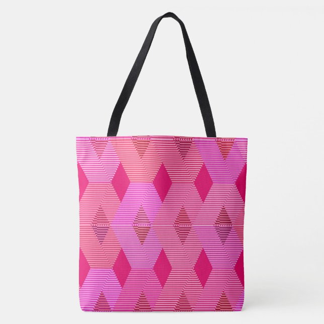 Mid-Century Modern Diamond Print, Fuchsia Pink Tote Bag (Front)