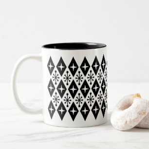 Mid Century Modern Diamond Starburst Pattern Two-Tone Coffee Mug